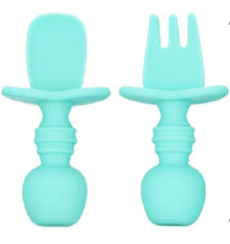 Set Cubiertos Azul Claro Bebés Cuchara Tenedor Pequeños