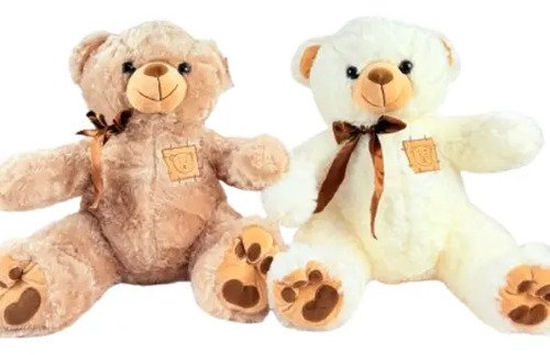 D_878763-MCO82143646372_022025-O.jpg Oso De Peluche Con Parche 40 Cm | Suave, Adorable Y Perfecto Blanco