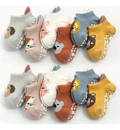 3 Pares De Calcetines Antideslizantes Estampado Caricaturas Varios 1-3 Años