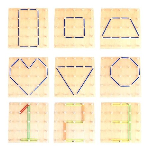 Geoplano Tabla De Enhebrar Madera Aprendizaje Montessori Agua