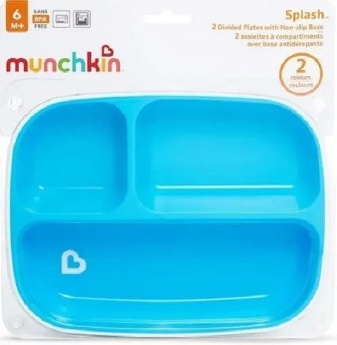 Plato Para Bebe Munchkin Con Divisiones X2 Unidades Azul Azul