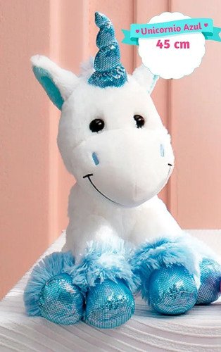 Hermoso Peluche De Unicornio Azul 45 Cm Mundocute