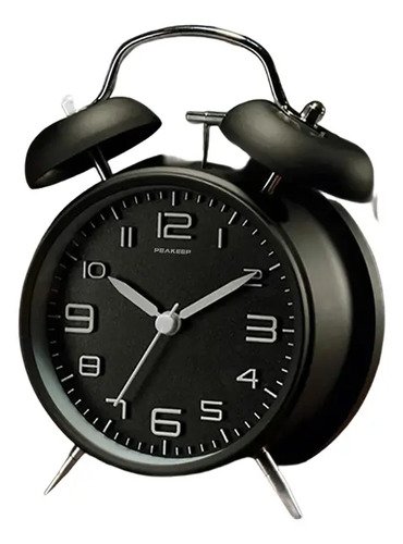 D_884534-MCO80680677026_112024-O.jpg Reloj Despertador De Campana Clásico Con Luz- Diseño Retro Negro