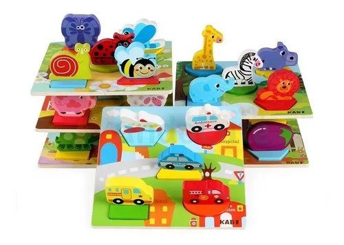 D_885945-MCO42132342702_062020-O.jpg Rompecabezas X2 En 3d Bebés Juguetes Montessori Madera