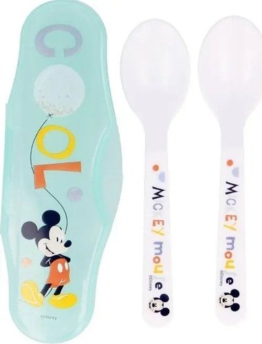 D_887872-MCO51511453804_092022-O.jpg Set Cubiertos Bebe Portable Mickey Mouse Alimentacion Niños