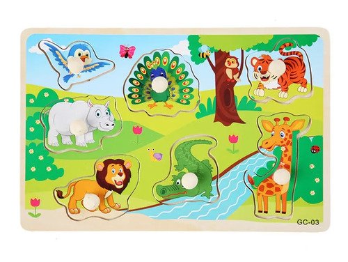 3 Tablas Armables Didácticos Rompecabezas Niños En Madera  Multicolor