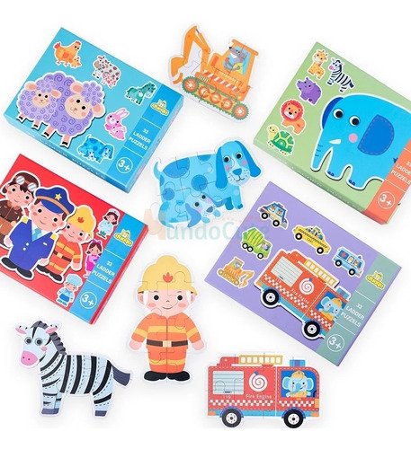 3 Rompecabezas Kit Bebés Madera Montessori Niños