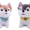 Peluche Lobo Perro Con Babero 16cm - Suave Y Divertido Marrón