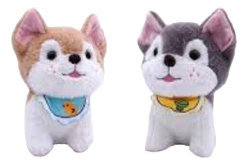 Peluche Lobo Perro Con Babero 16cm - Suave Y Divertido Marrón