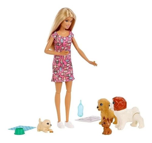 Muñeca Barbie Guardería Perros Cuida Cachorros Petfrienly