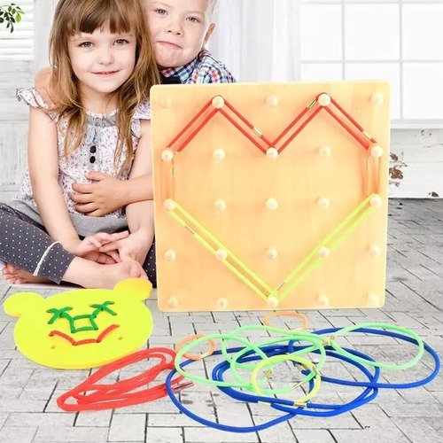 Geoplano Tabla De Enhebrar Madera Aprendizaje Montessori Agua