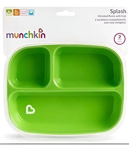 D_893363-MCO82378178221_022025-O.jpg Plato Para Bebe Munchkin Con Divisiones X2 Unidades Verde Verde