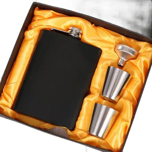 D_894614-MCO80946201905_112024-O.jpg Set Licorera 4 Piezas Con 2 Copas Y Embudo - Regalo Ideal Negro