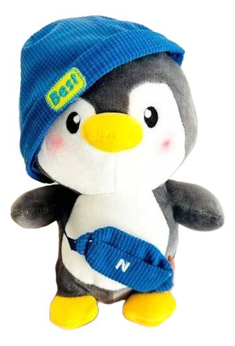 Peluche Pingüino Hiphop 22cm - Divertido Y Estilizado Negro