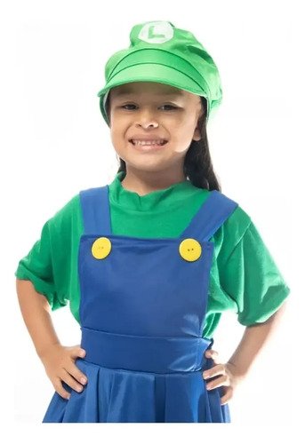 D_894871-MCO79069027171_092024-O.jpg Disfraz De Luigi Niña Importado - Aventura Con El Clásico Personaje De Videojuegos