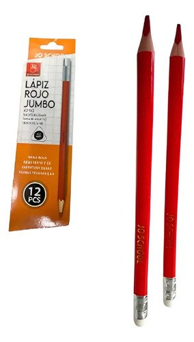 Lápiz Rojo Jumbo X12 Unidades Rojo