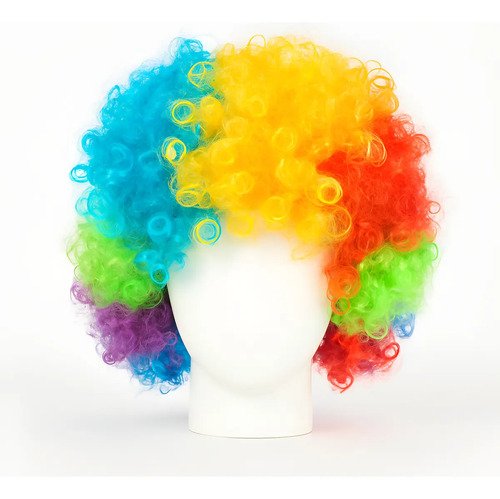 Peluca Afro Payaso Colores Con Nariz Disfraz Halloween Varios