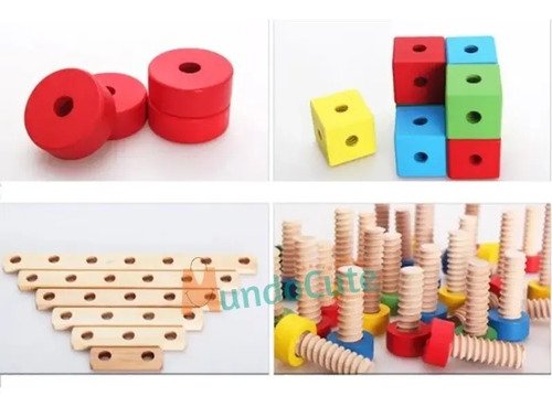Fichas De Armar Madera Tuercas Juguete Educativo Montessori 78