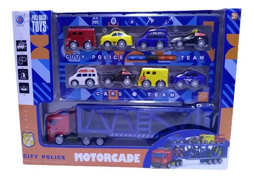 D_896648-MCO80940661945_112024-O.jpg Juguete Mula Niñera Impulso Con 8 Carritos Para Niños Azul