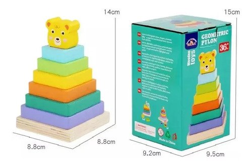 Torre Insertar Arcoiris En Madera Encajar Montessori Babycut