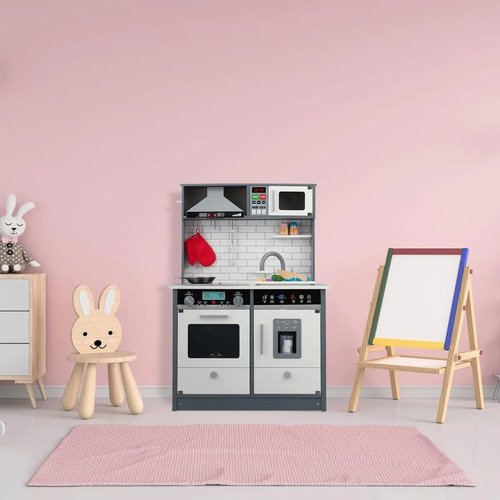 D_900706-MCO73510165619_122023-O.jpg Cocina En Madera Juguete Niñas Juego Roles Niños Luces Blanco