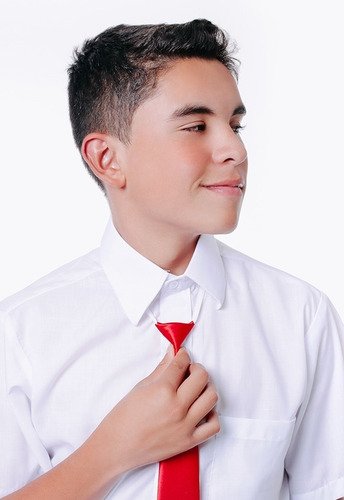 Camisa Colegial Cuello Corbata Manga Larga Niños Premium