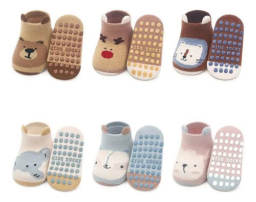 D_901696-MCO82875498665_032025-O.jpg 3 Pares De Calcetines Antideslizantes Para Niños/animalitos