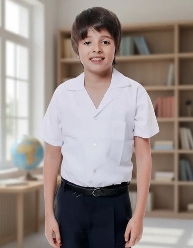 3 Camisas Escolar Cuello Sport Niños Manga Corta X3 Unidades