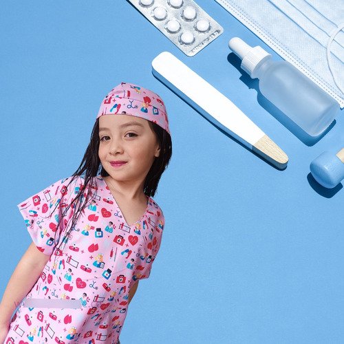 Disfraz De Enfermera Doctora Niña Rosado Alta Calidad