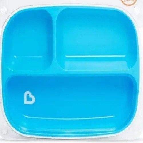 Plato Para Bebe Munchkin Con Divisiones X2 Unidades Azul Azul