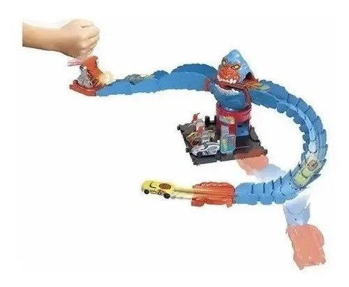 Pista Ataque Gorila Gigante Azul Hotwheels Carro Pequeño