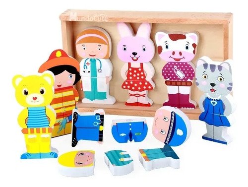 Juego Bloques Montessori Vestir Personajes Juguete Roles