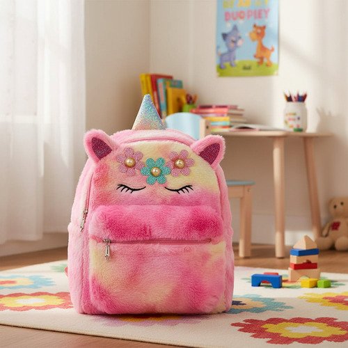 D_910271-MCO99908315070_122025-O.jpg Morral Unicornio Peludito Niñas Maleta Cute Lila Unicornio
