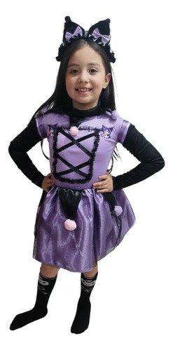 D_912072-MCO80148604525_102024-O.jpg Disfraz Kuromi Morado | Atuendo Kawaii Para Niñas Con Orejitas