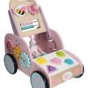 Carro De Empujar De Madera Con Mini Laberinto, Encajables Rosa