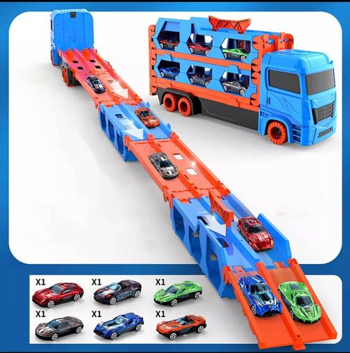 Camión Organizador De Carros Para Niñosjuguete Espectacular Azul