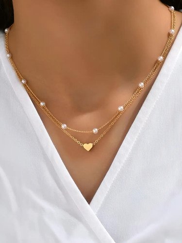 D_915766-MCO90459639169_082025-O.jpg Collar Y Pulsera Para Mujer Elegantes De Perlas Imitación Dorado