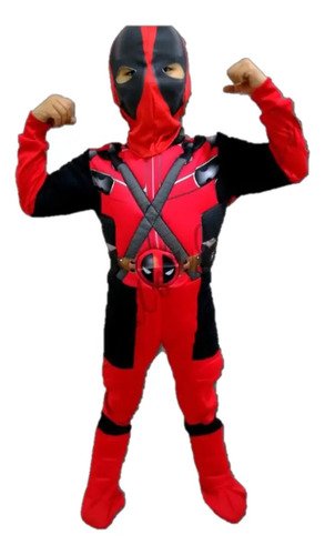 D_916811-MCO79695507986_102024-O.jpg Disfraz Deadpool Niño Máscara Tela Superhéroe Realista Calidad Premium