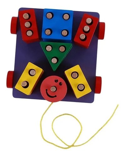 Carro Arrastre Figuras Geométricas Juguete Madera Juego