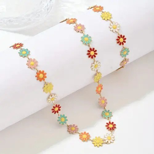 Joyas X3 Kit  Margaritas | Collar + Manilla + Aretes Mujer