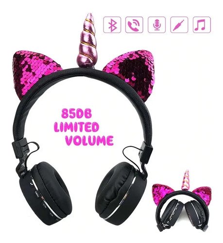 Audífonos Niña Mujer Inalámbricos Bluetooth Unicornio Fm Sd