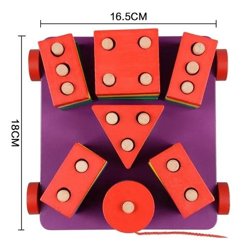 Carro Arrastre Figuras Geométricas Juguete Madera Juego
