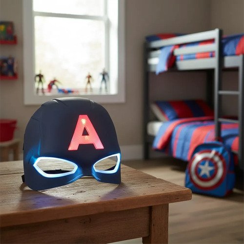 D_921852-MCO113903757408_072026-O.jpg Máscara Capitán América Con Luces Led Para Niños Azul Oscuro Capitán América