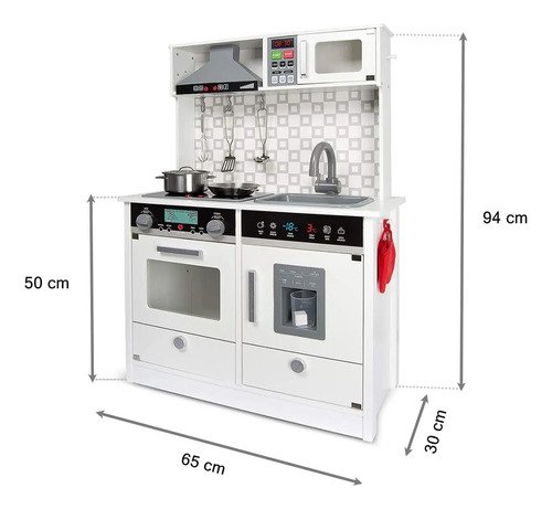 D_922061-MCO73510108223_122023-O.jpg Cocina En Madera Juguete Niñas Juego Roles Niños Luces Blanco
