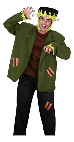 Disfraz Frankenstein Adulto - Terror Clásico Para Halloween Verde- Negro Y Cafe Unica