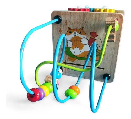 Cubo De Actividades De Madera 5 En 1 Juguete Educativo Crema