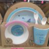 Set Vajilla Fibra Bambú Plato Comida Bebes Niños Maneaje