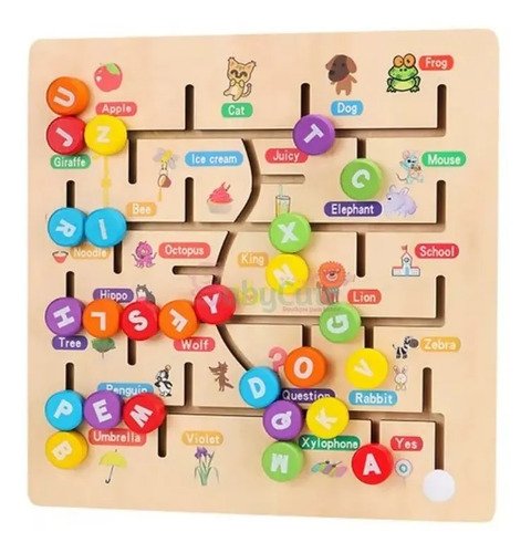 Laberinto Abecedario Madera Montessori Juego Juguetes Niños