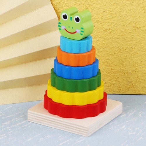 Torre Insertar Arcoiris En Madera Encajar Montessori Babycut