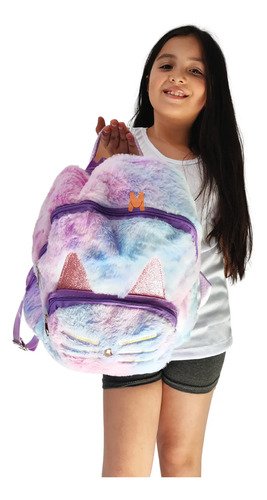 D_924664-MCO82481160829_022025-O.jpg Morral Niña Gato Maleta Gatito Peludito Para Niñas Rosado